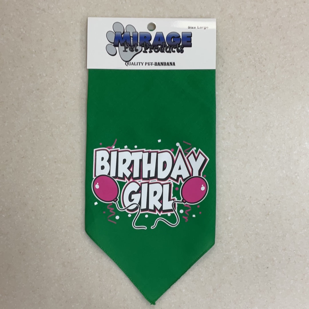 Birthday Girl Bandana-Dk Green : Large