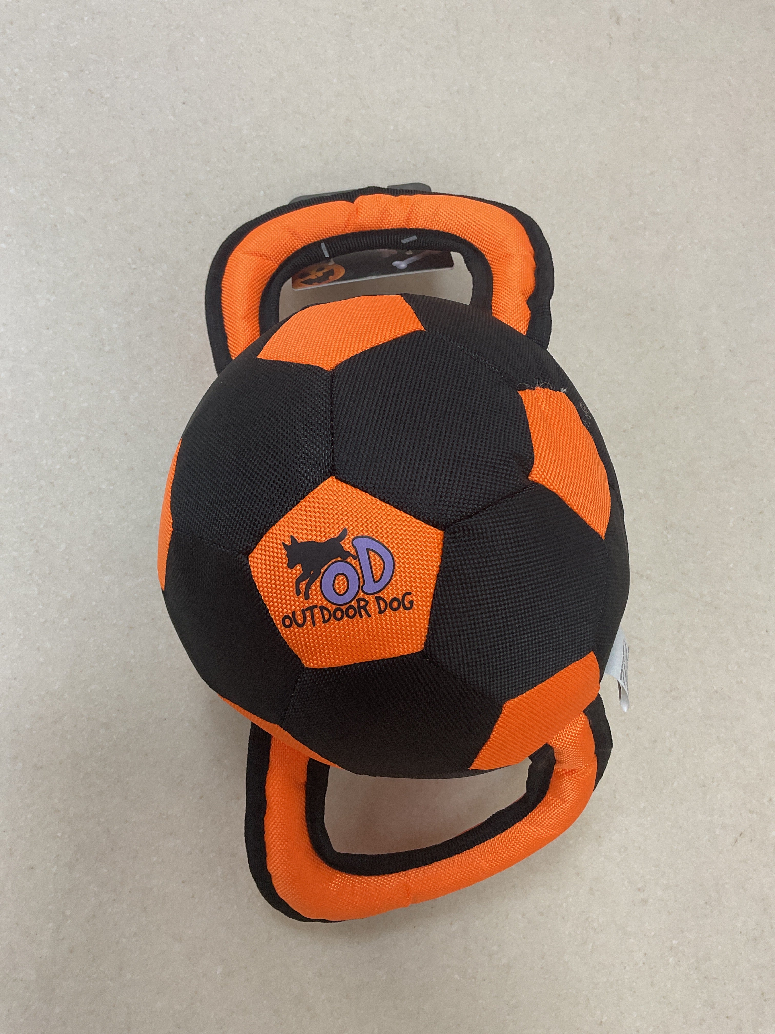 Halloween Orange and Black Ball with Handles Dog Toy