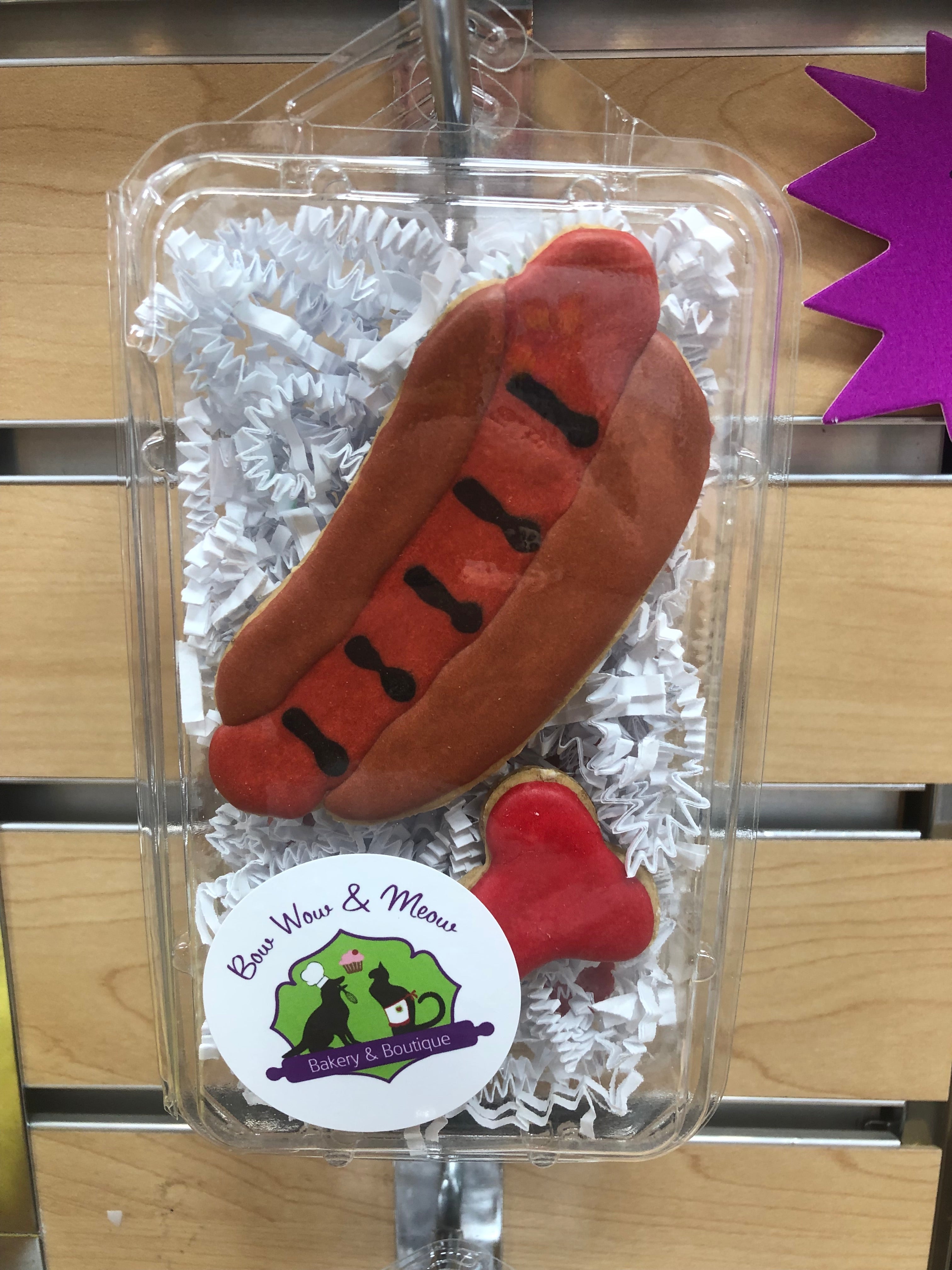 Hot Dog with Ketchup Bone Dog Cookies