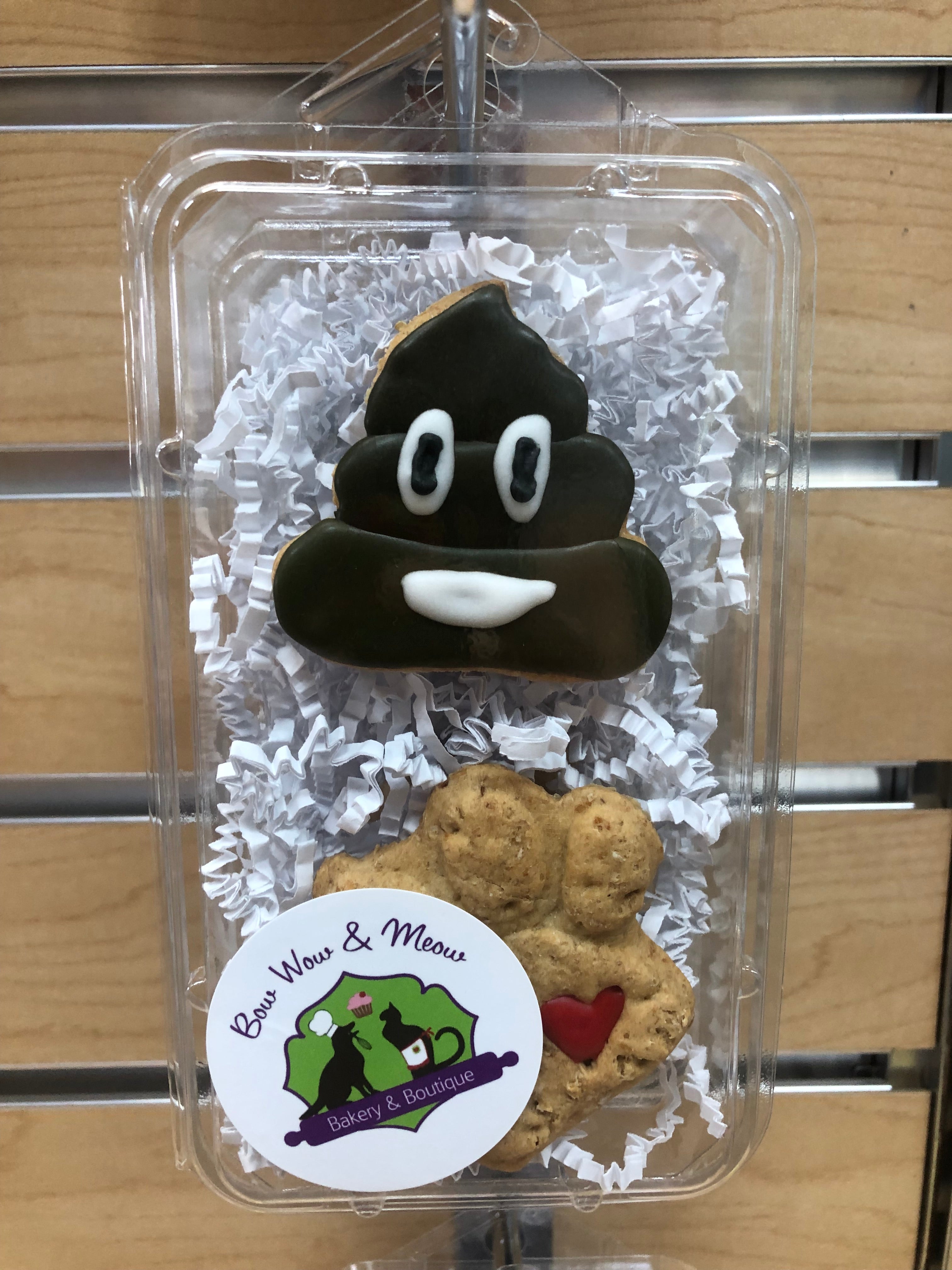 Poop Emoji with Paw Heart Dog Cookies