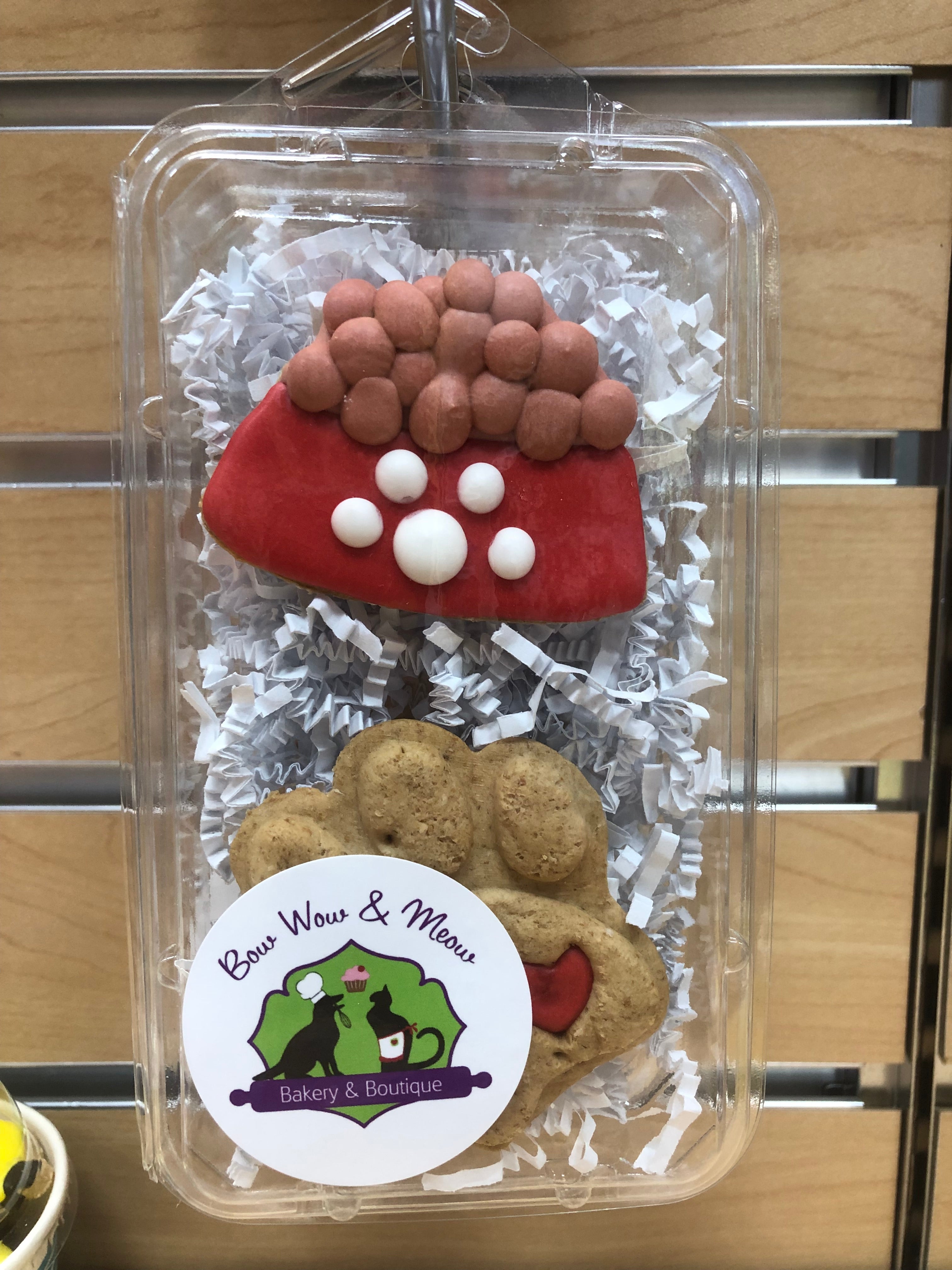 Dog Bowl with Paw Heart Dog Cookies