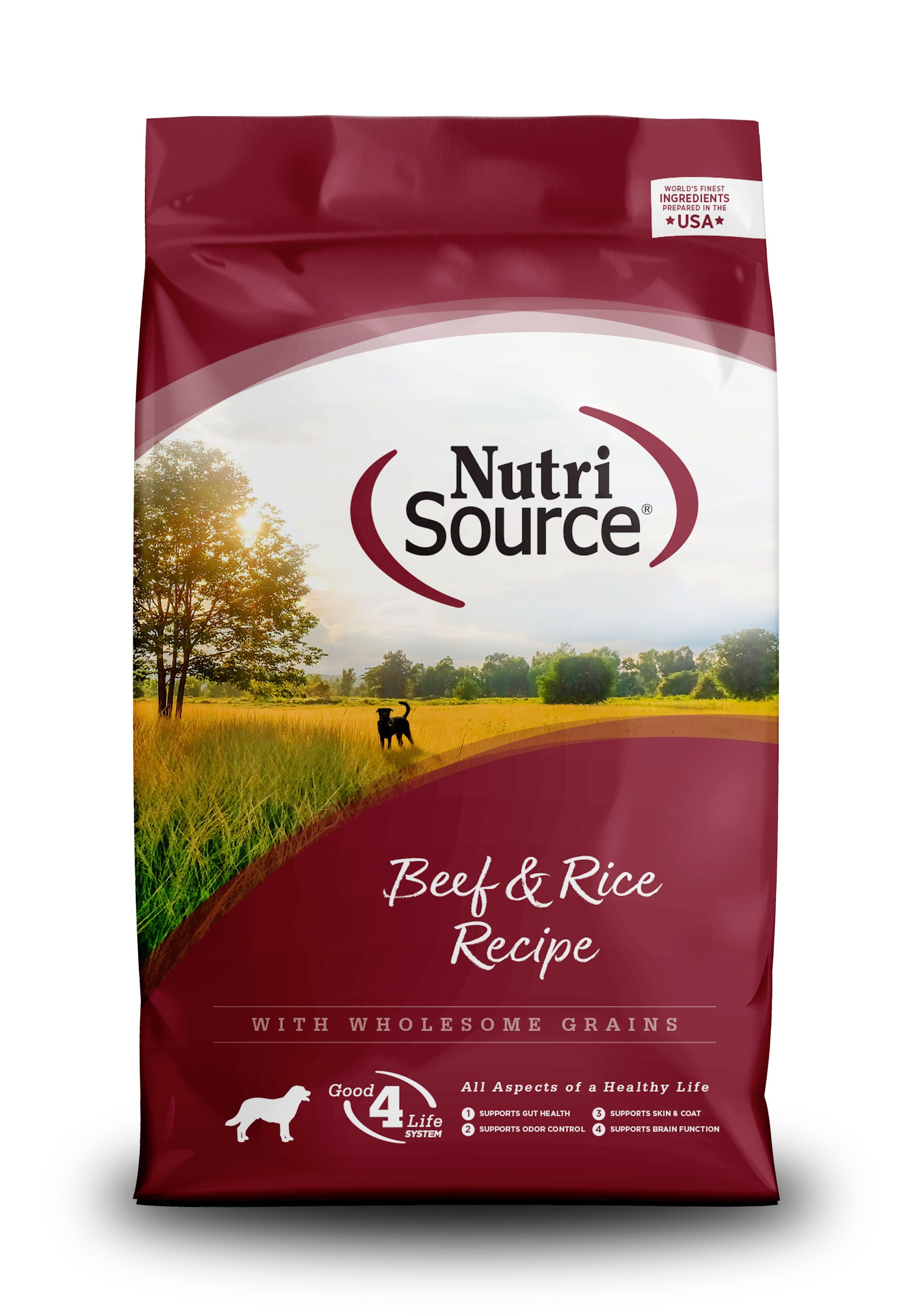 NutriSource Beef & Brown Rice Recipe with Wholesome Grains Dry Dog Food, 26-lb