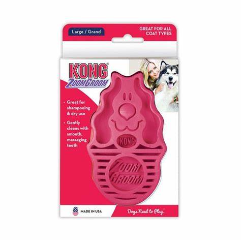 Kong ZoomGroom Raspberry Large