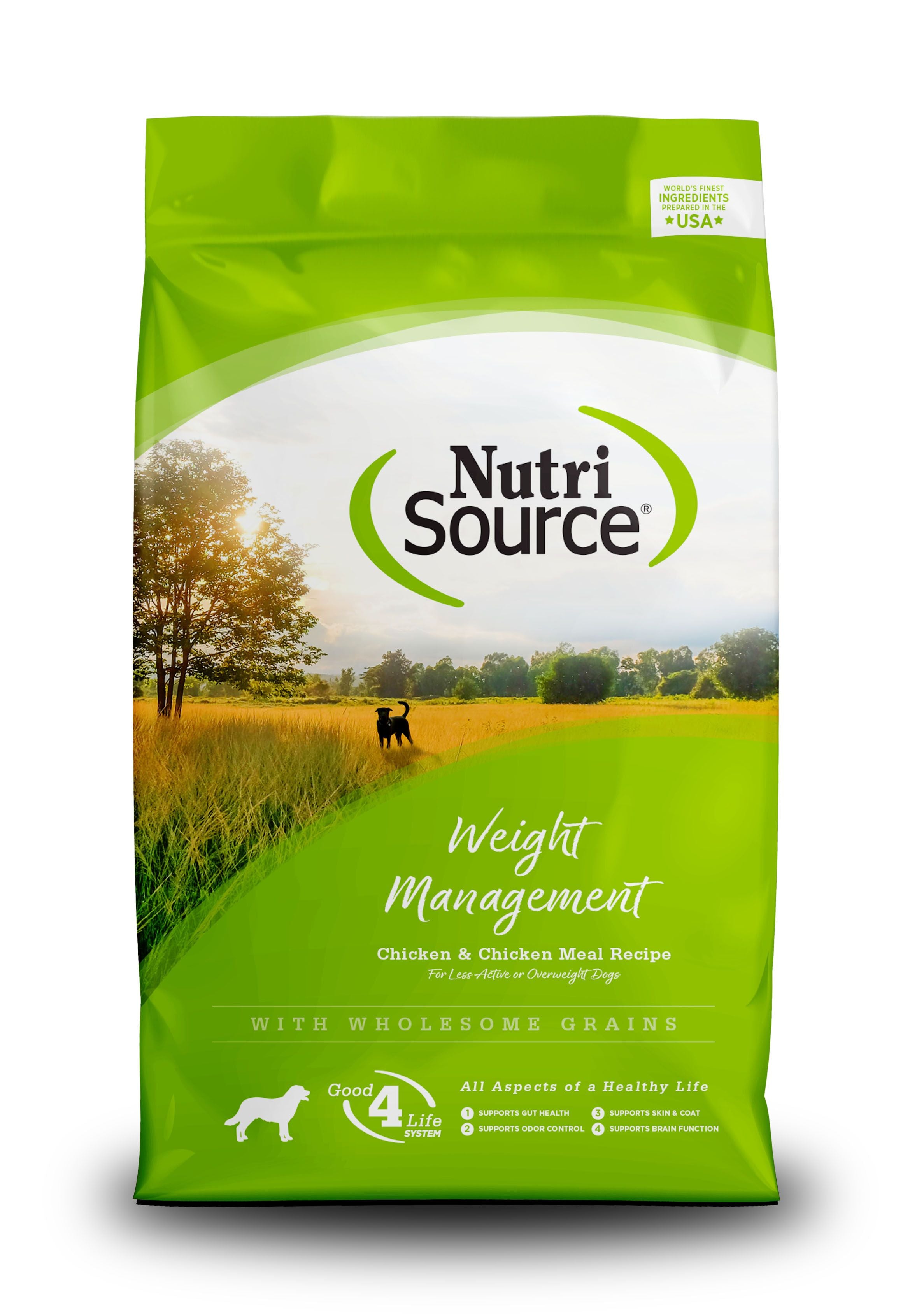 NutriSource Weight Management Chicken & Chicken Meal Recipe with Wholesome Grains Dry Dog Food, 15-lb