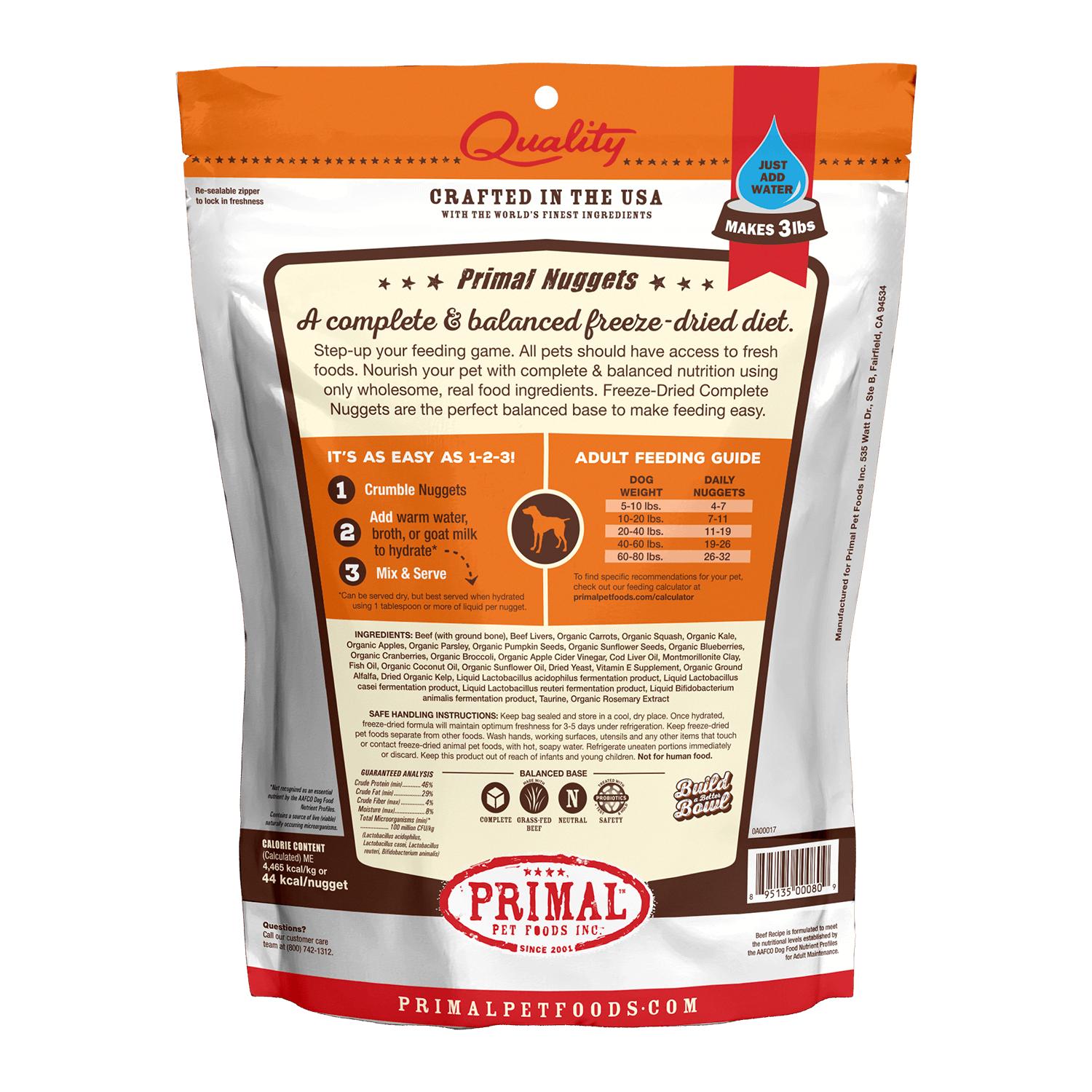 Primal Pet Foods Raw Freeze-Dried Nuggets Beef Formula Dog Food, 14-oz