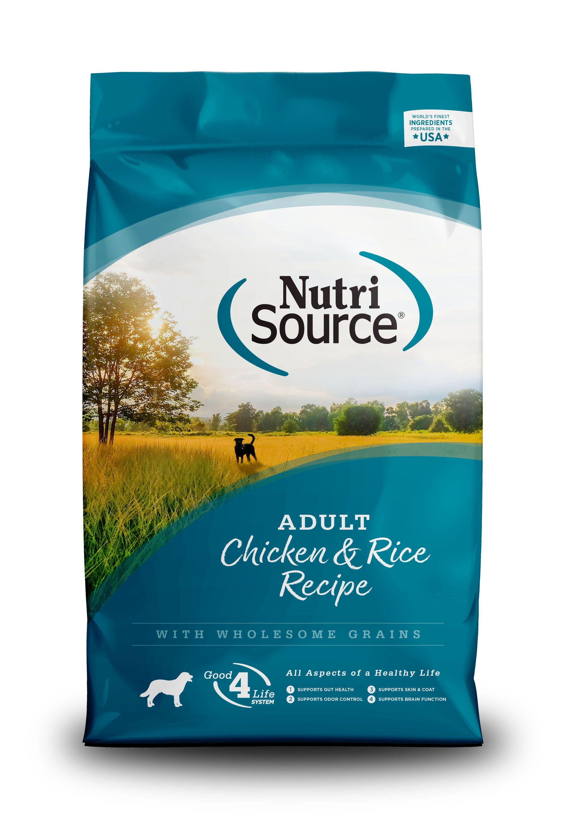 NutriSource Adult Chicken & Rice Recipe with Wholesome Grains Dry Dog Food, 26-lb