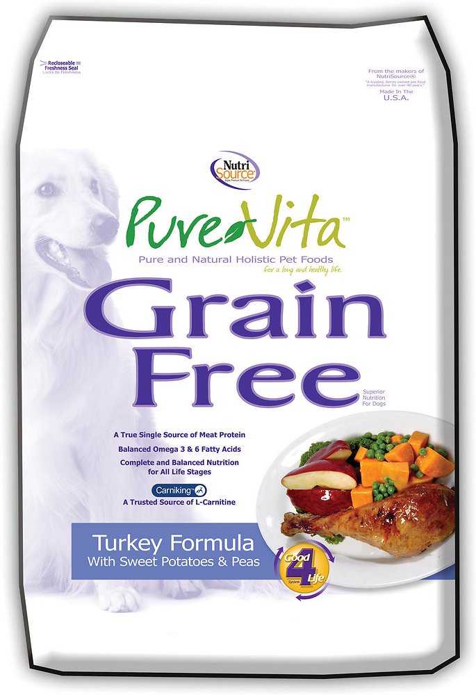 NutriSource PureVita Grain Free Turkey & Sweet Potato Dry Dog Food, 25-lb