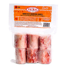 Primal Pet Foods Raw 2" Beef Marrow Bone Raw Frozen Dog Treat, 6pk