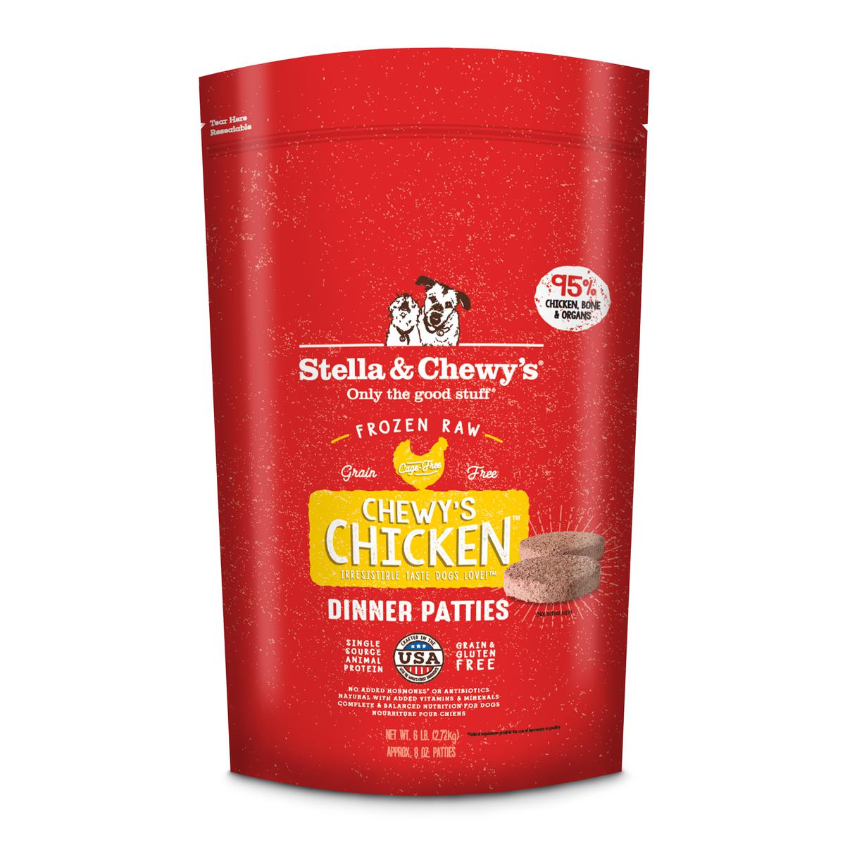 Stella & Chewy's Chewy's Chicken 8-oz Dinner Patties Grain-Free Raw Frozen Dog Food, 6-lb