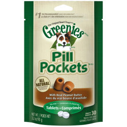 Greenies Pill Pockets Canine Tablets Real Peanut Butter Flavor Dog Treats, 30-count